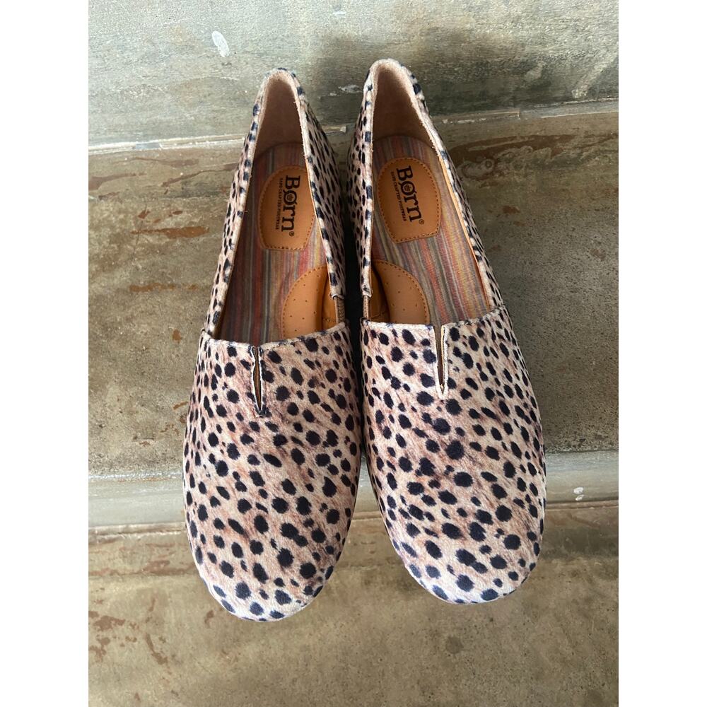 Born Serra leopard printed velvet slip on flat shoe - Picture 4 of 10